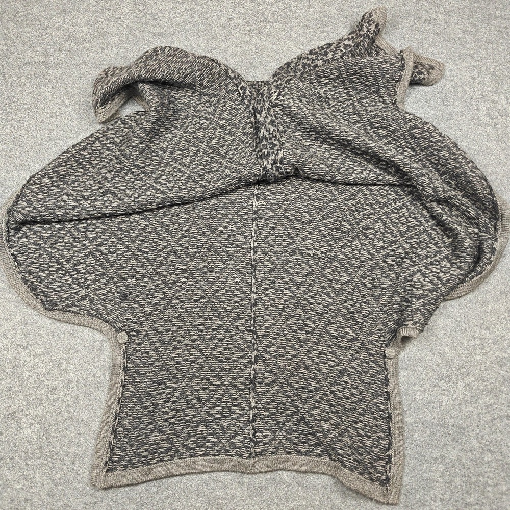 Alpaca Warehouse Poncho Womens Medium Gray Alpaca Knit Button Collared Geometric - Picture 3 of 15